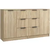 vidaXL Sideboards 2 Stk. Sonoma-Eiche 60x30x70 cm Holzwerkstoff