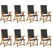 vidaXL Klappstühle, 8-teilig, Massivholz Akazie und Textilene