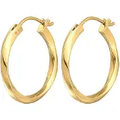 Elli Paar Creolen PREMIUM "Ohrringe Creolen Twisted Gedreht Trend 925 Silber" Gr. 24, gold, Ohrringe, Damen, 24, ohne Stein, Silber 925 (Sterlingsilber), Paar Creolen
