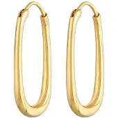 Elli Paar Creolen PREMIUM "Ohrringe Creolen Oval Elegant Zeitlos 925 Silber" Gr. 30, gold, Ohrringe, Damen, 30, ohne Stein, Silber 925 (Sterlingsilber), Paar Creolen