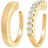 Elli Ohrringe Single Earcuff Basic Zirkonia 2Er Set 925 Silber Elli Gold