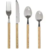 Secret De Gourmet Besteckset INDONESIE mit Holzimitation Löffel Messer Gabel Teelöffel 24 Teile HOMLA