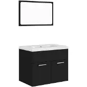 vidaXL Badmöbel-Set Schwarz Holzwerkstoff