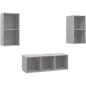 Möbelando Regal-Set "Prinzhöfte" 3tlg aus Spanplatte in Betongrau. Abmessungen (B/H/T) 107x37x37 cm
