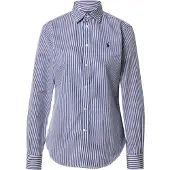 Ralph Lauren für Damen. 211891379001 Baumwollhemd mit blauen Slim Fit-Streifen (34), Beige, Lässig, Baumwolle, Klassisch, Langarm