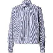 Ralph Lauren für Damen. 211891419001 Kurzgeschnittenes Baumwollhemd mit blauen Streifen (L), Lässig, Baumwolle, Langarm