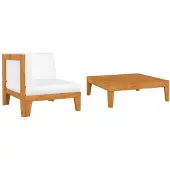 vidaXL 2-tlg. Garten-Lounge-Set mit Auflagen Massivholz Akazie