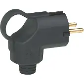 Legrand Gummi-Winkelstecker 2P+T 16A Schwarz IP20 - 050252