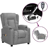 vidaXL Massagesessel Elektrisch Grau Kunstleder