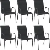 vidaXL Gartenstühle 6 Stk. Stahl und Textilene Schwarz