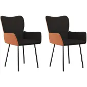 vidaXL Esszimmerstühle 2 Stk. Schwarz Stoff und Kunstleder