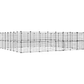 vidaXL 60-tlg. Haustierkäfig mit Tür Schwarz 280x245x70 cm Stahl