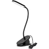Aigostar LED Tischlampe mit Clip, 3 Helligkeitsstufen, Flexibler Schwanenhals