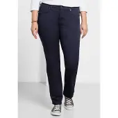 Sheego Stretch-Hose , Damen, Gr. 44, Normalgrößen, blau (marine), 97% Baumwolle, 3% Elasthan, unifarben, Hosen Stretch-Hose