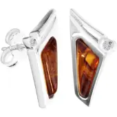 Ostsee-Schmuck Paar Ohrstecker "- Agneta - Silber 925/000 - Bernstein/Zirk." Gr. 20, silber (silber 925, silberfarben, weiß), Ohrringe, Damen, 20, Silber 925 (Sterlingsilber), Paar Ohrstecker