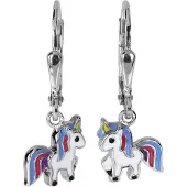 Ostsee-Schmuck Ohrhänger - Einhorn - Silber 925/000 - , Weiss
