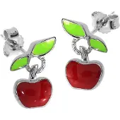 Ostsee-Schmuck Paar Ohrstecker "- Apfel - Silber 925/000 -" Gr. 8, rot, Ohrringe, Damen, 8, Silber 925 (Sterlingsilber), Paar Ohrstecker
