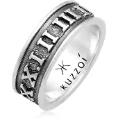 KUZZOI Silberring "Ring Herren Bandring Römische Zahlen 925 Silber" Gr. 56, grau, Fingerringe, Herren, 56, Silber 925 (Sterlingsilber), Silberring