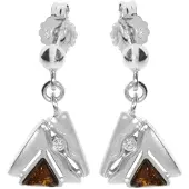 Ostsee-Schmuck Paar Ohrhänger "- Benita - Silber 925/000 - Bernstein/Zirk." Gr. 22, silber (silber 925, silberfarben, weiß), Ohrringe, Damen, 22, Silber 925 (Sterlingsilber), Paar Ohrhänger