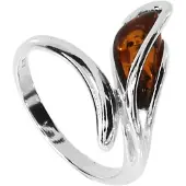 Ostsee-Schmuck Fingerring "- Minna - Silber 925/000 - Bernstein" Gr. 54, silber (silber 925, silberfarben, weiß), Fingerringe, Damen, 54, Fingerring