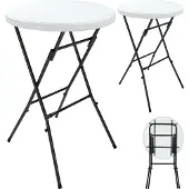 Casaria Stehtisch klappbar 2er-Set Kunststoff Ø72cm Weiß