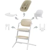 Cybex Lemo 4-in-1 Hochstuhl inkl. Babywippe, Babyset und Tablett, Sand White
