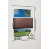 K-Home Plissee "Klemmfix Pisa" Gr. 1, braun (mokka), B:40cm H:130cm, Obermaterial: 100% Polyester, Plissees, Plissee, Crushed-Optik, Topseller