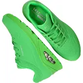 SKECHERS Sneaker "Street Uno - Stand on Air", Damen, Gr. 36, grün (dunkelgrün), Lederimitat, unifarben, Schuhe Sneaker, Freizeitschuh, Halbschuh, Schnürschuh mit Memory Foam