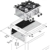 CombiSteel Gasherd mit 4 Brennern, 14 kW Leistung, 600 mm Breite, 600 mm Tiefe, 270 mm Höhe