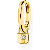 Thomas Sabo Single-Creole "mit abnehmbaren Schloss Anhänger", gold (gelbgoldfarben, weiß, weiß), Ohrringe, Damen, Silber 925 (recycelt), Single-Creole, mit Zirkonia (synth.)