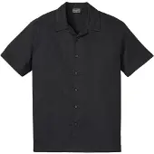 Bonprix Kurzarmhemd , Herren, Gr. 43/44 (XL), N-Gr, schwarz, Obermaterial: 55% Leinen, 45% Baumwolle, loose fit, Hemden Kurzarmhemd, Lockerer Loose Fit, Reverskragen, aus Leinen-Mix, Kurzarm-Design