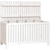 vidaXL Gartentruhe Weiß 121x55x64 cm Massivholz Kiefer