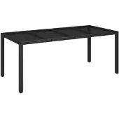 vidaXL Gartentisch mit Glasplatte Schwarz 190x90x75 cm Poly Rattan