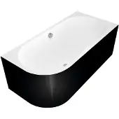 Polysan ASTRA R MONOLITH asymmetrische Badewanne 160x75x60cm, weiß/schwarz