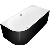 Polysan VIVA R MONOLITH asymmetrische Badewanne 180x75x60cm, rechts, weiß/schwarz