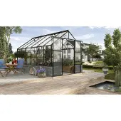 Vitavia Gewächshaus "Cassandra 9900", schwarz, B:257cm H:249cm T:385,3cm, Gewächshäuser, Gewächshaus, Alu-Profile, Trockenmauersteine, 3 mm Einscheibensicherheitsglas