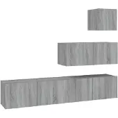 vidaXL 4-tlg. TV-Schrank-Set Grau Sonoma Holzwerkstoff