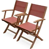 Sweeek - 2er-Set Gartensessel aus Holz, Klappbar - Terrakotta