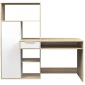 Ebuy24 Fula Schreibtisch 1 Schublade und 1 Tür Eiche Struktur und weiss.