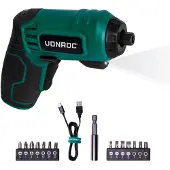 Vonroc Akku-Schrauber - 4 V - Inkl. 14-teilgem Bit-Set, USB-C-Ladekabel