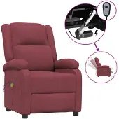 vidaXL Massagesessel Elektrisch Weinrot Stoff