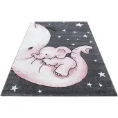Ayyildiz Teppiche Kinderteppich TEPPICHE "Kids 560, auch in rund erhältlich" Gr. 4, pink (pink, grau), B:160cm H:12mm L:230cm, Kunstfaser, Teppiche, Kinderteppich, auch in rund, Elefanten Baby Sterne, Kurzflor