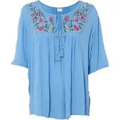 Bonprix Tunika Casual Stil, A-Linie Passform, Kurzarm-Design, mit Stickerei