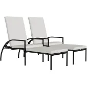 vidaXL Sonnenliegen 2 Stk. mit Fußhocker PE-Rattan Braun