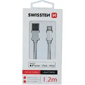 Swissten - Textilkabel USB-C - Lightning (1,2m-Silber)
