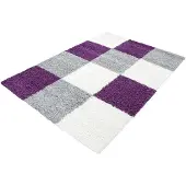Ayyildiz Teppiche Hochflor-Teppich TEPPICHE "Life Shaggy 1501" Gr. 3, lila, B:120cm H:30mm L:170cm, Kunstfaser, Teppiche, Hochflor-Teppich, Langflor, robust, Karo, Wohnzimmer