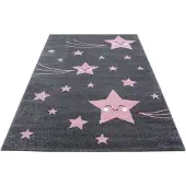 Ayyildiz Teppiche Kinderteppich TEPPICHE "Kids 610, auch in rund erhältlich" Gr. 4, pink (pink, grau), B:160cm H:12mm L:230cm, Kunstfaser, Teppiche, Kinderteppich, auch in rund, Motiv Sterne, Kurzflor