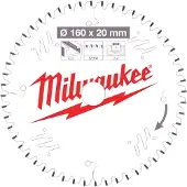 Milwaukee Kreissägeblatt 160/20 mm Z52 Flachtrapezzahn Holz/Alu für Handkreissägen