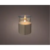 Lumineo LED Kerze Wachs Indoor smokey-grey 12,5 cm