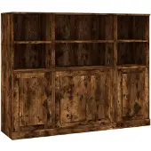 vidaXL Highboards 3 Stk. Räuchereiche Holzwerkstoff